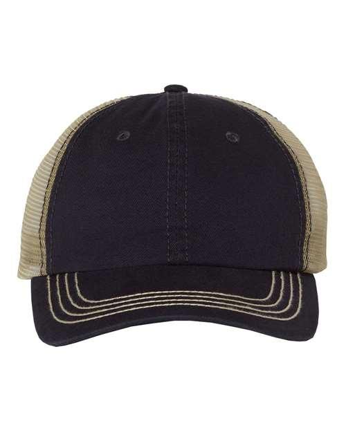 Mega Cap Washed Twill Trucker Cap 6894 - Dresses Max