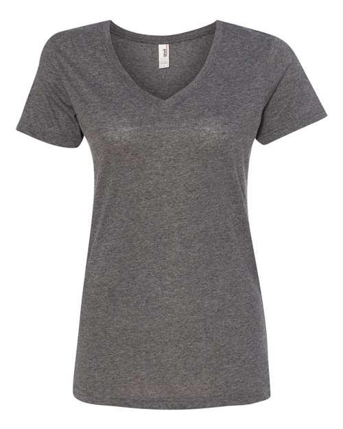 Anvil Women's Featherweight V-Neck T-Shirt 392 - Dresses Max