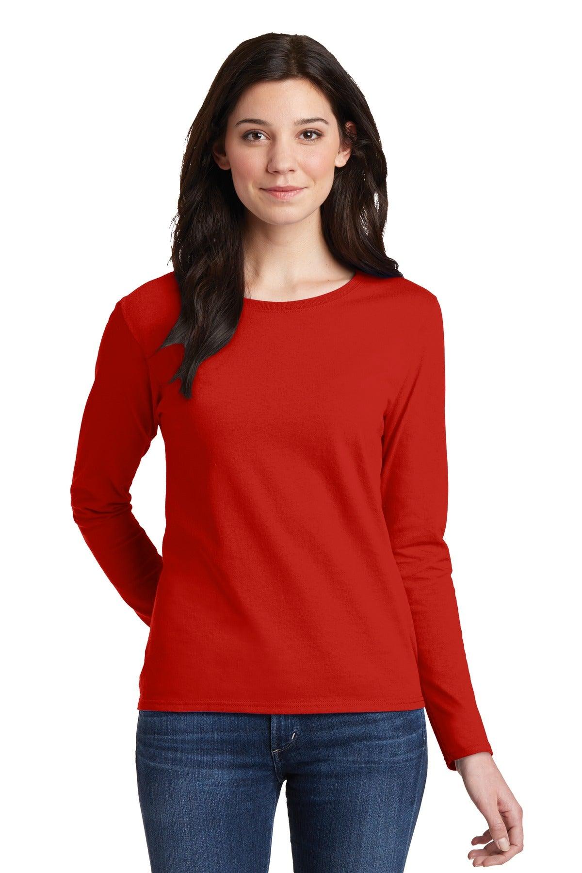 Gildan Ladies Heavy Cotton 100% Cotton Long Sleeve T-Shirt. 5400L - Dresses Max