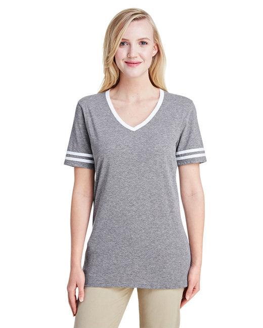 Jerzees Ladies' TRI-BLEND Varsity V-Neck T-Shirt 602WVR - Dresses Max