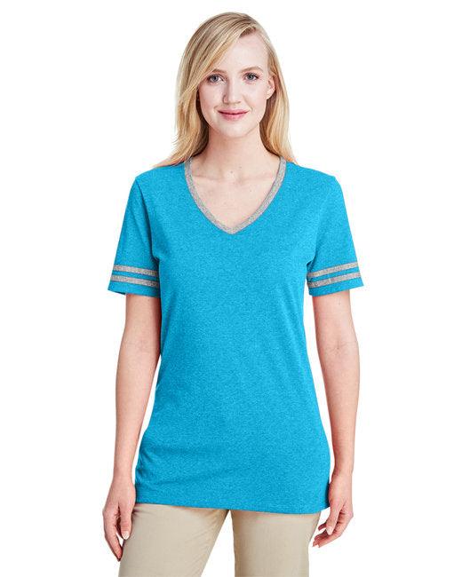 Jerzees Ladies' TRI-BLEND Varsity V-Neck T-Shirt 602WVR - Dresses Max