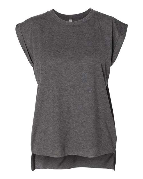 BELLA + CANVAS Women’s Flowy Rolled Cuffs Muscle Tee 8804 - Dresses Max
