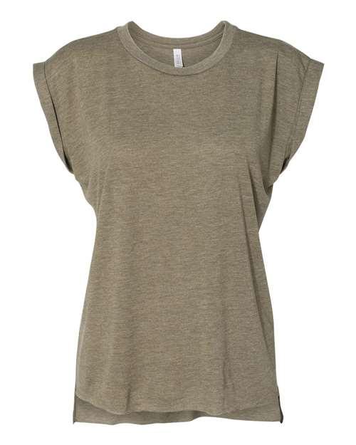 BELLA + CANVAS Women’s Flowy Rolled Cuffs Muscle Tee 8804 - Dresses Max