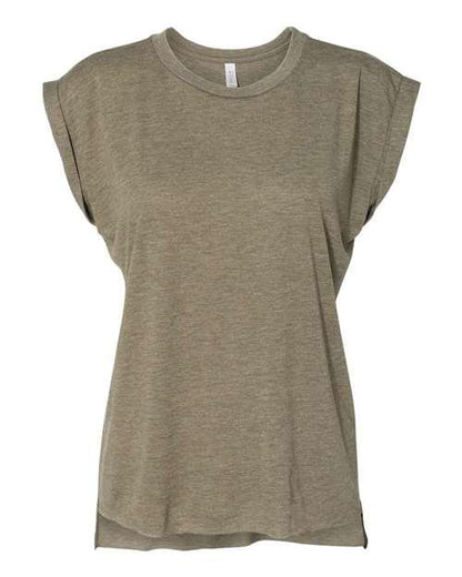 BELLA + CANVAS Women’s Flowy Rolled Cuffs Muscle Tee 8804 - Dresses Max