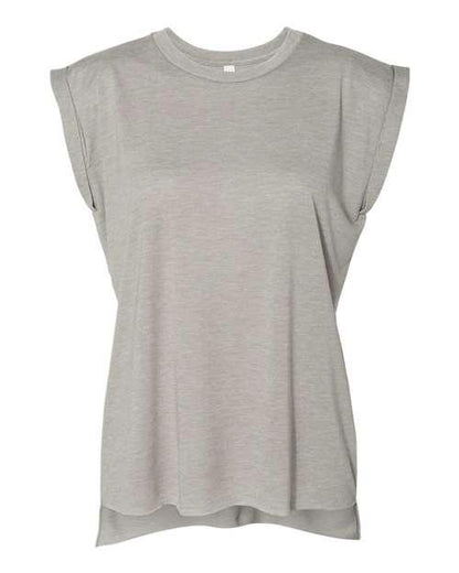 BELLA + CANVAS Women’s Flowy Rolled Cuffs Muscle Tee 8804 - Dresses Max