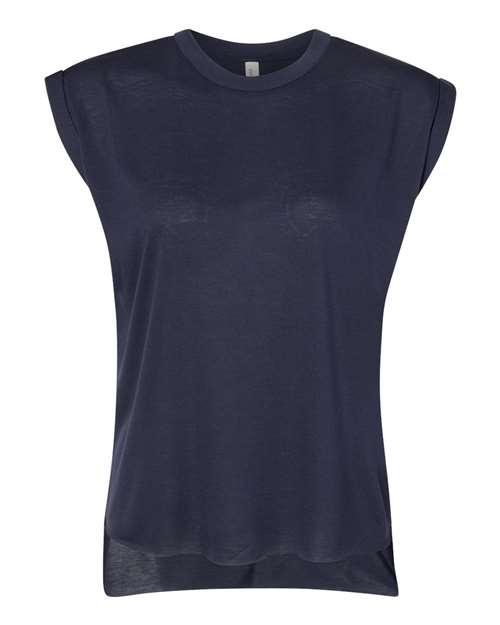 BELLA + CANVAS Women’s Flowy Rolled Cuffs Muscle Tee 8804 - Dresses Max