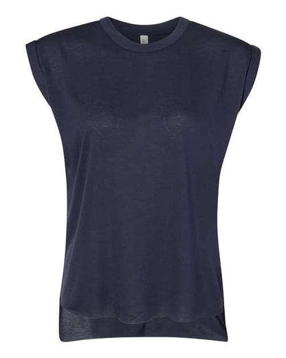 BELLA + CANVAS Women’s Flowy Rolled Cuffs Muscle Tee 8804 - Dresses Max