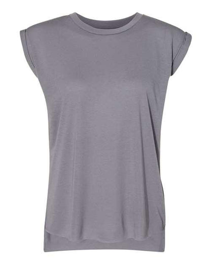 BELLA + CANVAS Women’s Flowy Rolled Cuffs Muscle Tee 8804 - Dresses Max