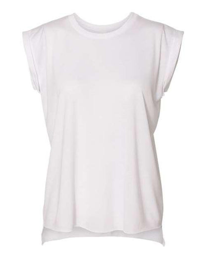 BELLA + CANVAS Women’s Flowy Rolled Cuffs Muscle Tee 8804 - Dresses Max