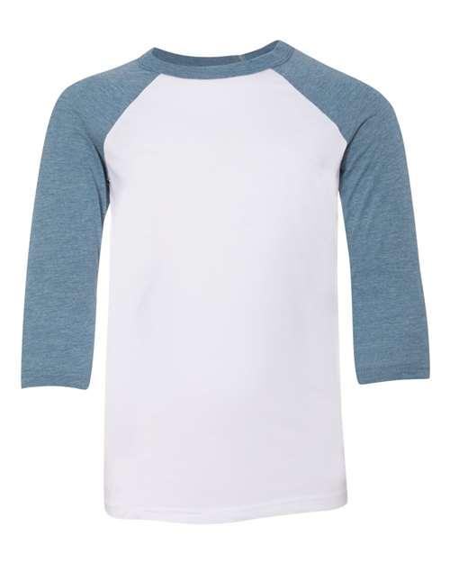 BELLA + CANVAS Youth Three-Quarter Sleeve Baseball Tee 3200Y - Dresses Max