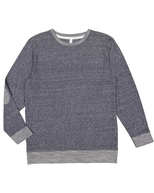LAT Adult Harborside Melange French Terry Crewneck with Elbow Patches 6965 - Dresses Max
