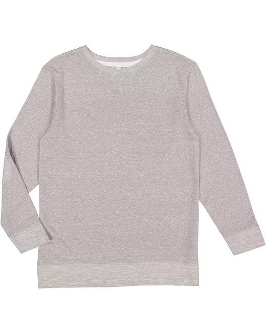 LAT Adult Harborside Melange French Terry Crewneck with Elbow Patches 6965 - Dresses Max