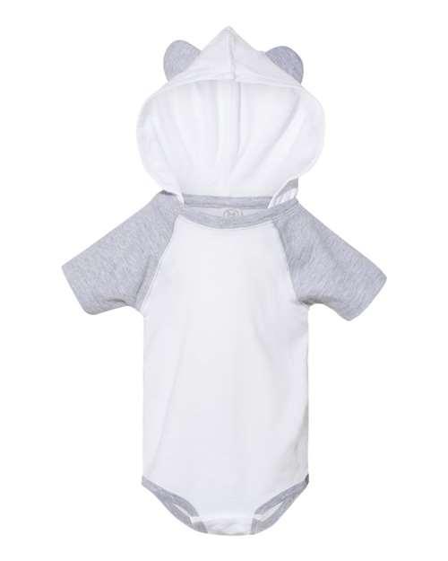 Rabbit Skins Fine Jersey Infant Short Sleeve Raglan Bodysuit with Hood & Ears 4417 - Dresses Max