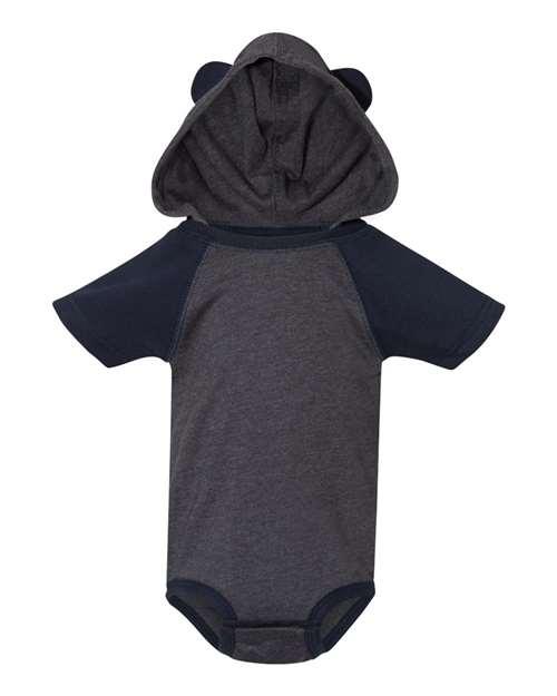 Rabbit Skins Fine Jersey Infant Short Sleeve Raglan Bodysuit with Hood & Ears 4417 - Dresses Max