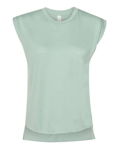 BELLA + CANVAS Women’s Flowy Rolled Cuffs Muscle Tee 8804 - Dresses Max