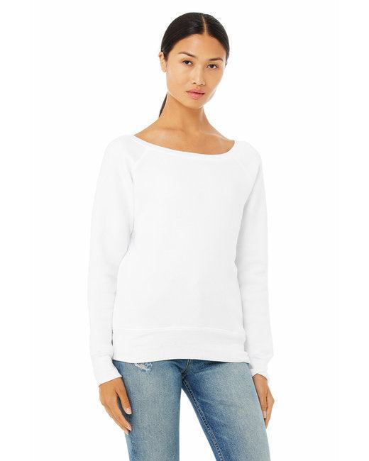 Bella + Canvas Ladies' Sponge Fleece Wide Neck Sweatshirt 7501 - Dresses Max