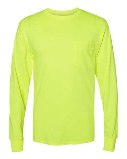 Hanes Workwear Long Sleeve Pocket T-Shirt W120 - Dresses Max
