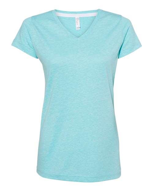LAT Women's Harborside Mélange V-Neck T-Shirt 3591 - Dresses Max