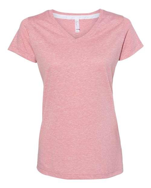 LAT Women's Harborside Mélange V-Neck T-Shirt 3591 - Dresses Max