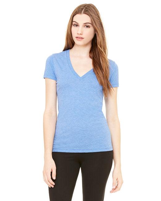Bella + Canvas Ladies' Triblend Short-Sleeve Deep V-Neck T-Shirt 8435 - Dresses Max