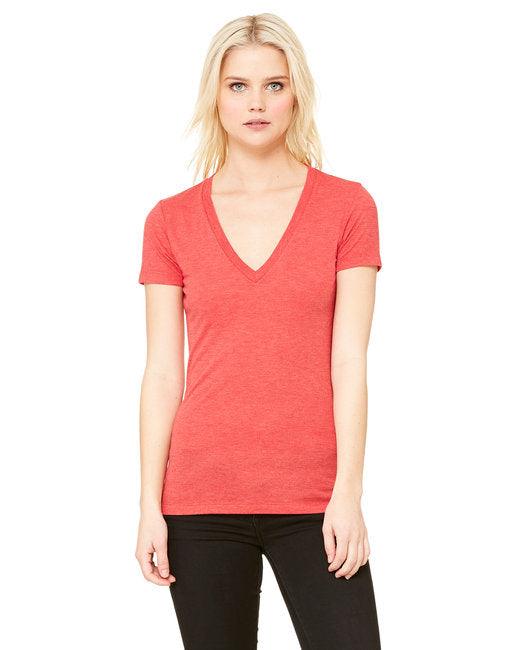 Bella + Canvas Ladies' Triblend Short-Sleeve Deep V-Neck T-Shirt 8435 - Dresses Max