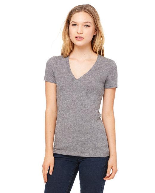 Bella + Canvas Ladies' Triblend Short-Sleeve Deep V-Neck T-Shirt 8435 - Dresses Max