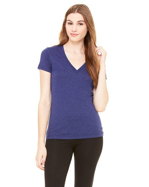 Bella + Canvas Ladies' Triblend Short-Sleeve Deep V-Neck T-Shirt 8435 - Dresses Max