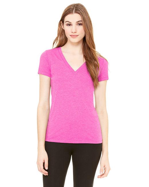 Bella + Canvas Ladies' Triblend Short-Sleeve Deep V-Neck T-Shirt 8435 - Dresses Max