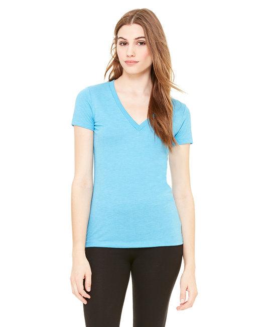 Bella + Canvas Ladies' Triblend Short-Sleeve Deep V-Neck T-Shirt 8435 - Dresses Max