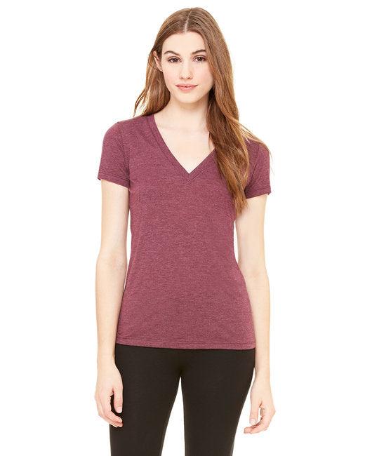 Bella + Canvas Ladies' Triblend Short-Sleeve Deep V-Neck T-Shirt 8435 - Dresses Max