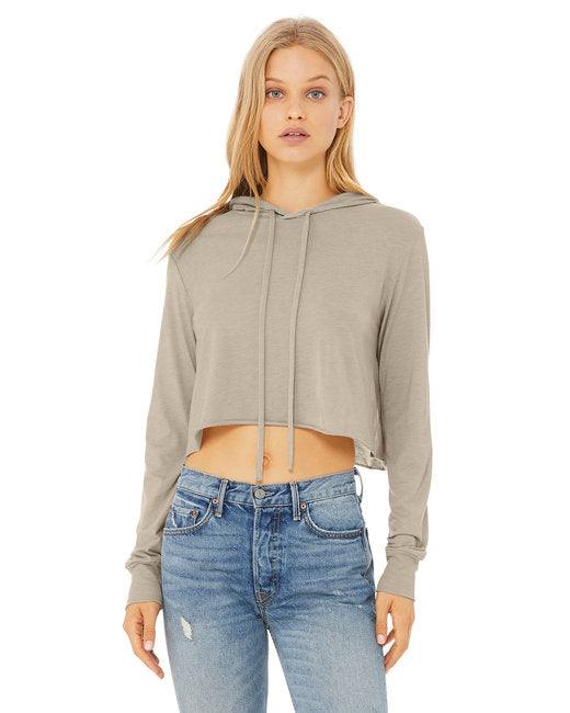 Bella + Canvas Ladies' Cropped Long Sleeve Hoodie T-Shirt 8512 - Dresses Max