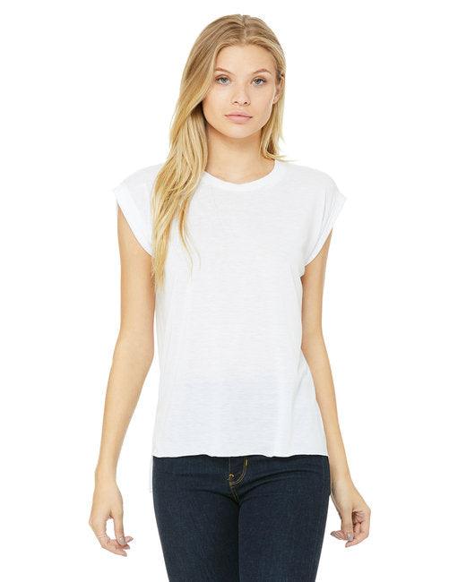 Bella + Canvas Ladies' Flowy Muscle T-Shirt with Rolled Cuff 8804 - Dresses Max