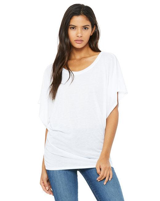 Bella + Canvas Ladies' Flowy Draped Sleeve Dolman T-Shirt 8821 - Dresses Max