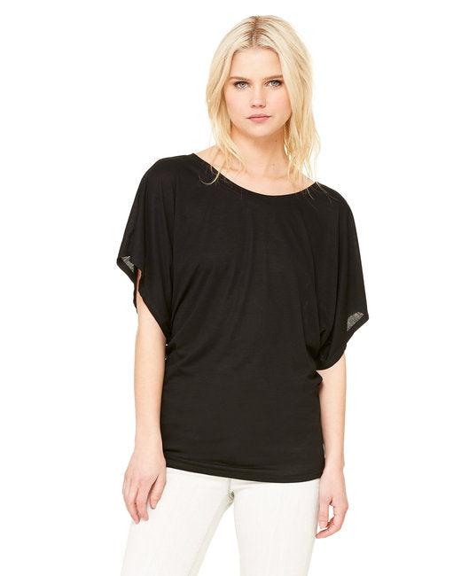 Bella + Canvas Ladies' Flowy Draped Sleeve Dolman T-Shirt 8821 - Dresses Max