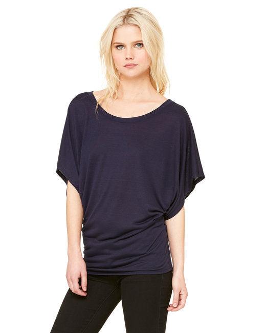 Bella + Canvas Ladies' Flowy Draped Sleeve Dolman T-Shirt 8821 - Dresses Max