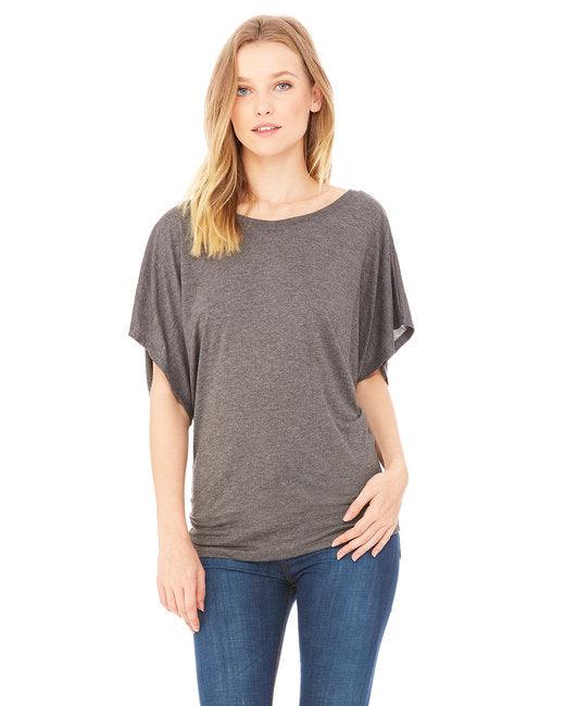 Bella + Canvas Ladies' Flowy Draped Sleeve Dolman T-Shirt 8821 - Dresses Max