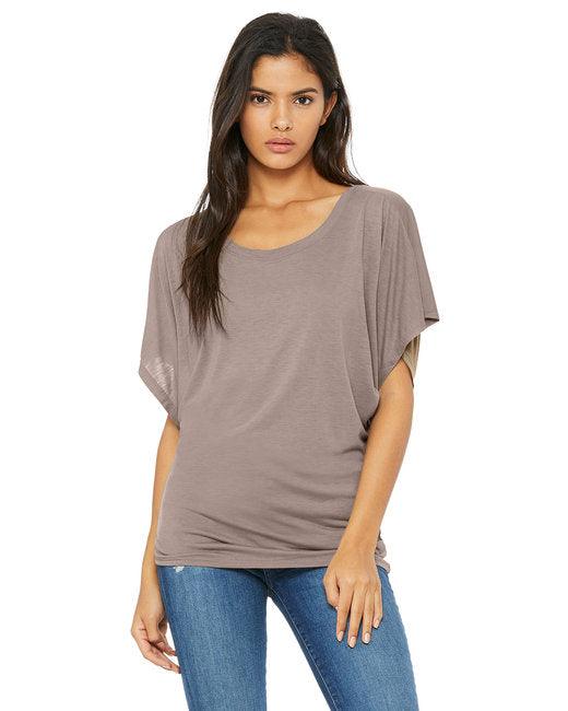 Bella + Canvas Ladies' Flowy Draped Sleeve Dolman T-Shirt 8821 - Dresses Max