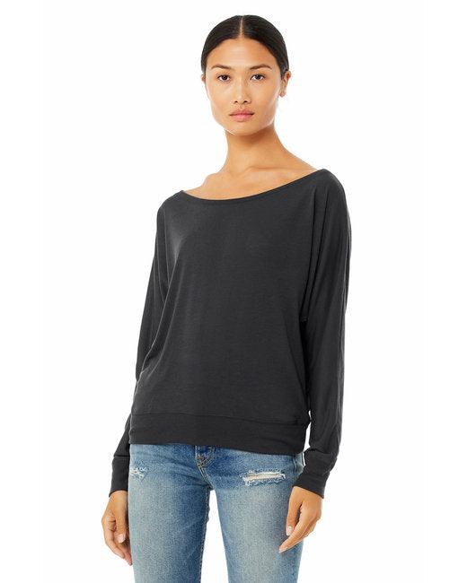 Bella + Canvas Ladies' Flowy Long-Sleeve Off Shoulder T-Shirt 8850 - Dresses Max