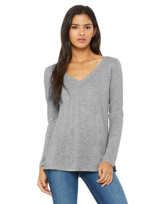 Bella + Canvas Ladies' Flowy Long-Sleeve V-Neck 8855 - Dresses Max