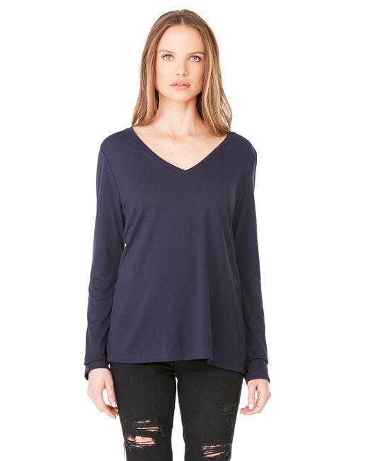 Bella + Canvas Ladies' Flowy Long-Sleeve V-Neck 8855 - Dresses Max