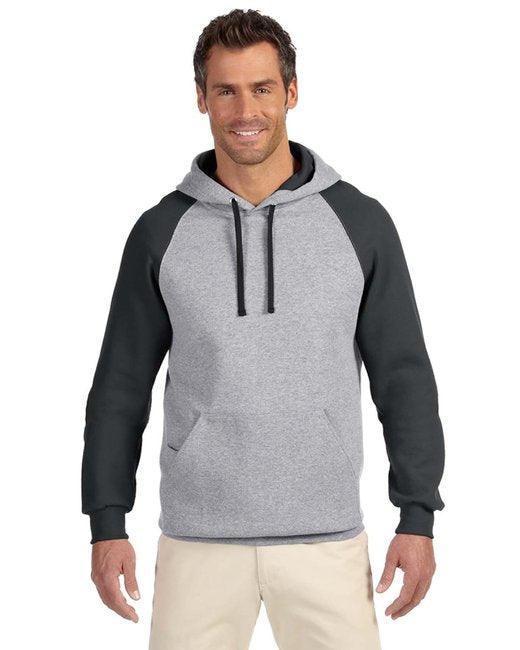 Jerzees Adult 8 oz. NuBlend® Colorblock Raglan Pullover Hooded Sweatshirt 96CR - Dresses Max