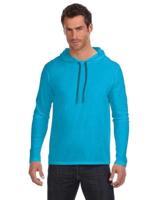 Gildan Adult Lightweight Long-Sleeve Hooded T-Shirt 987AN - Dresses Max