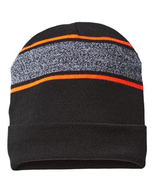 CAP AMERICA USA-Made Variegated Striped Cuffed Beanie RKV12 - Dresses Max