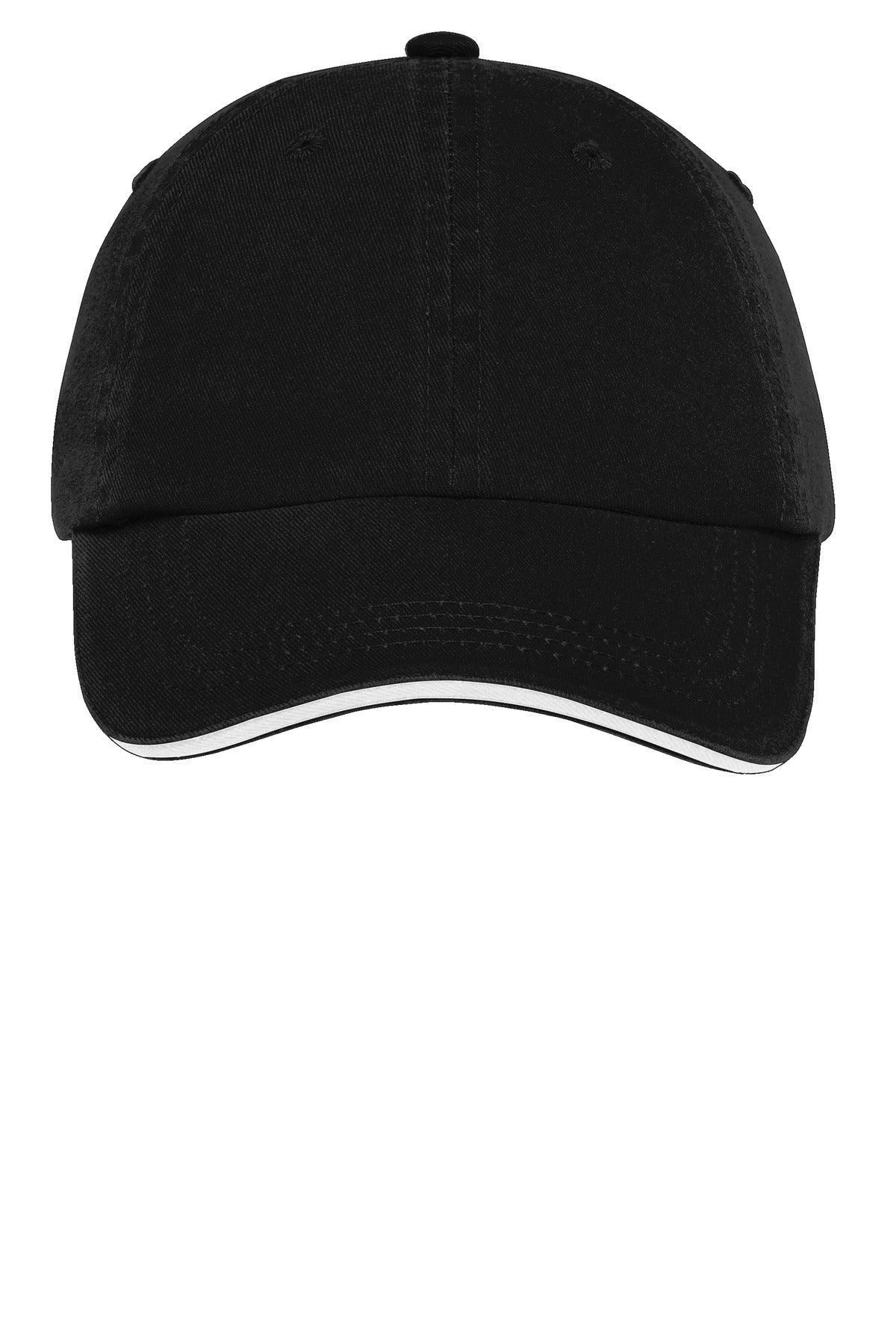 Port Authority Sandwich Bill Cap with Striped Closure. C830 - Dresses Max