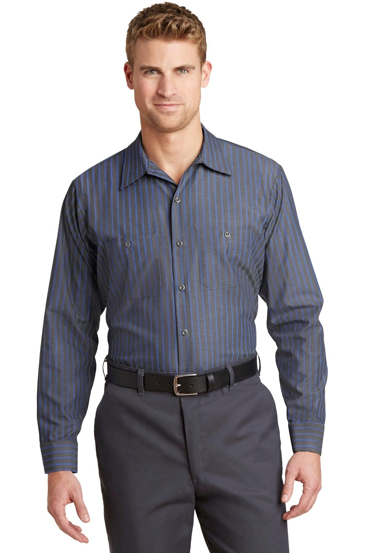 Red Kap Long Sleeve Striped Industrial Work Shirt. CS10 - Dresses Max