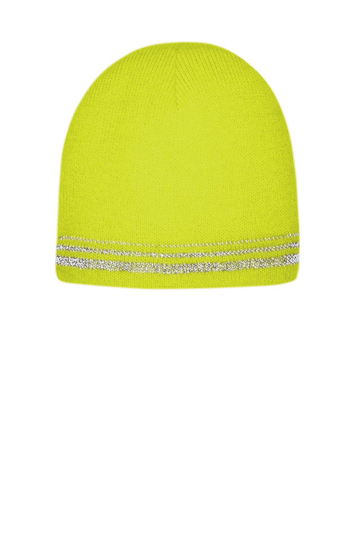 CornerStone Lined Enhanced Visibility with Reflective Stripes Beanie CS804 - Dresses Max