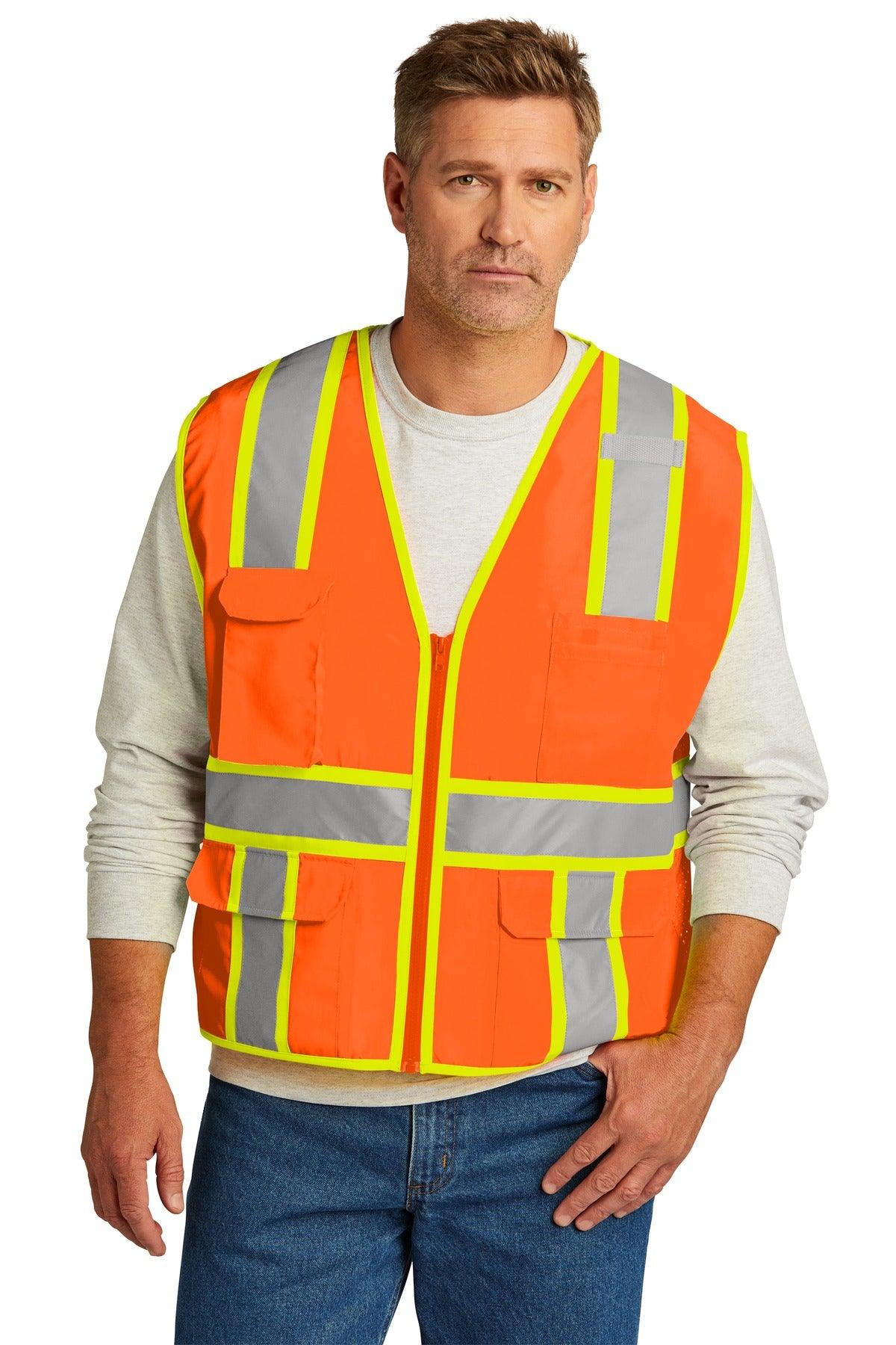 CornerStone ANSI 107 Class 2 Surveyor Zippered Two-Tone Vest. CSV105 - Dresses Max