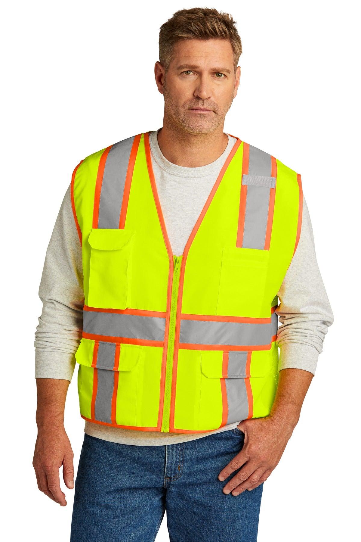 CornerStone ANSI 107 Class 2 Surveyor Zippered Two-Tone Vest. CSV105 - Dresses Max