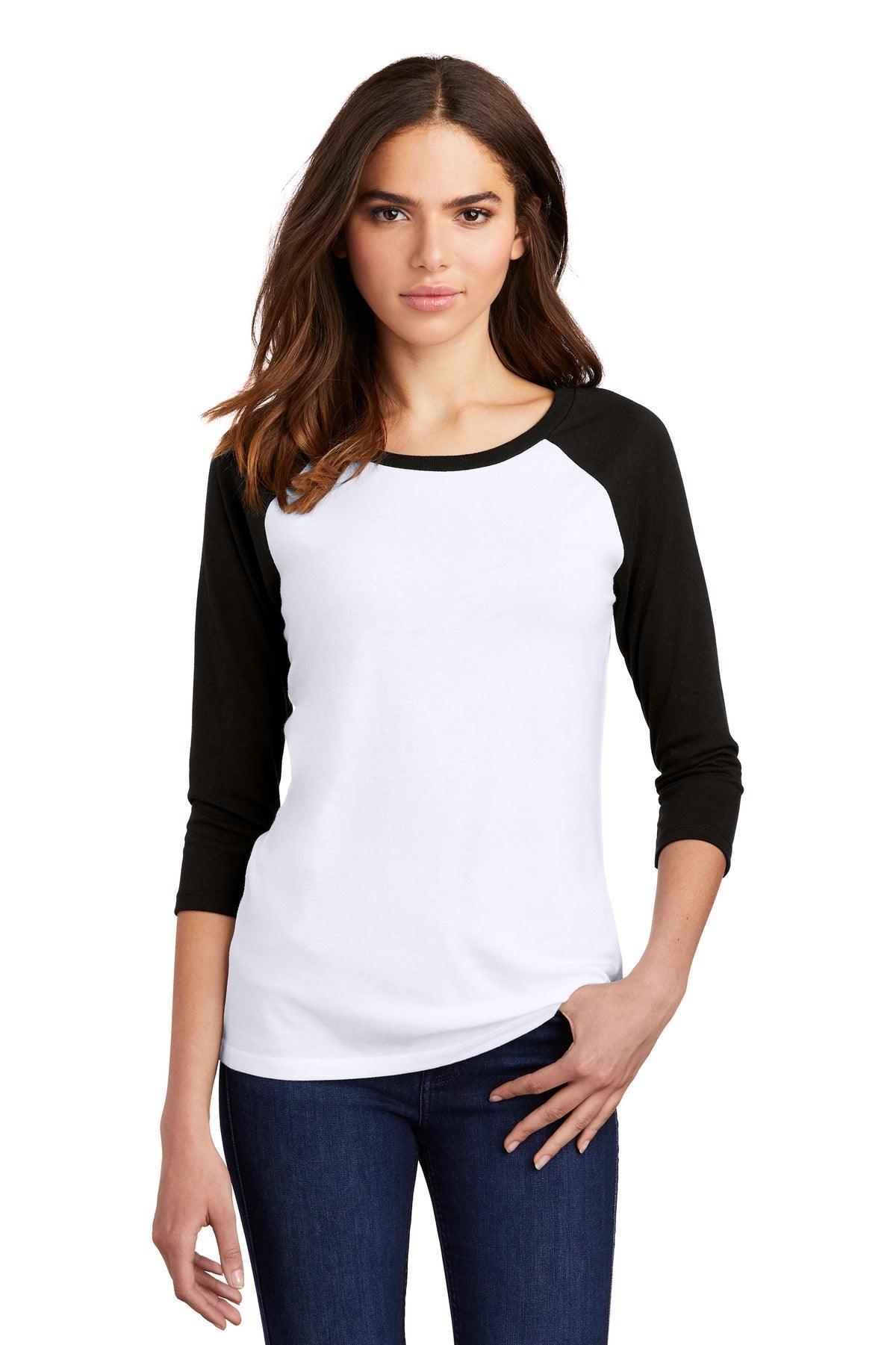 District Women's Perfect Tri 3/4-Sleeve Raglan. DM136L - Dresses Max