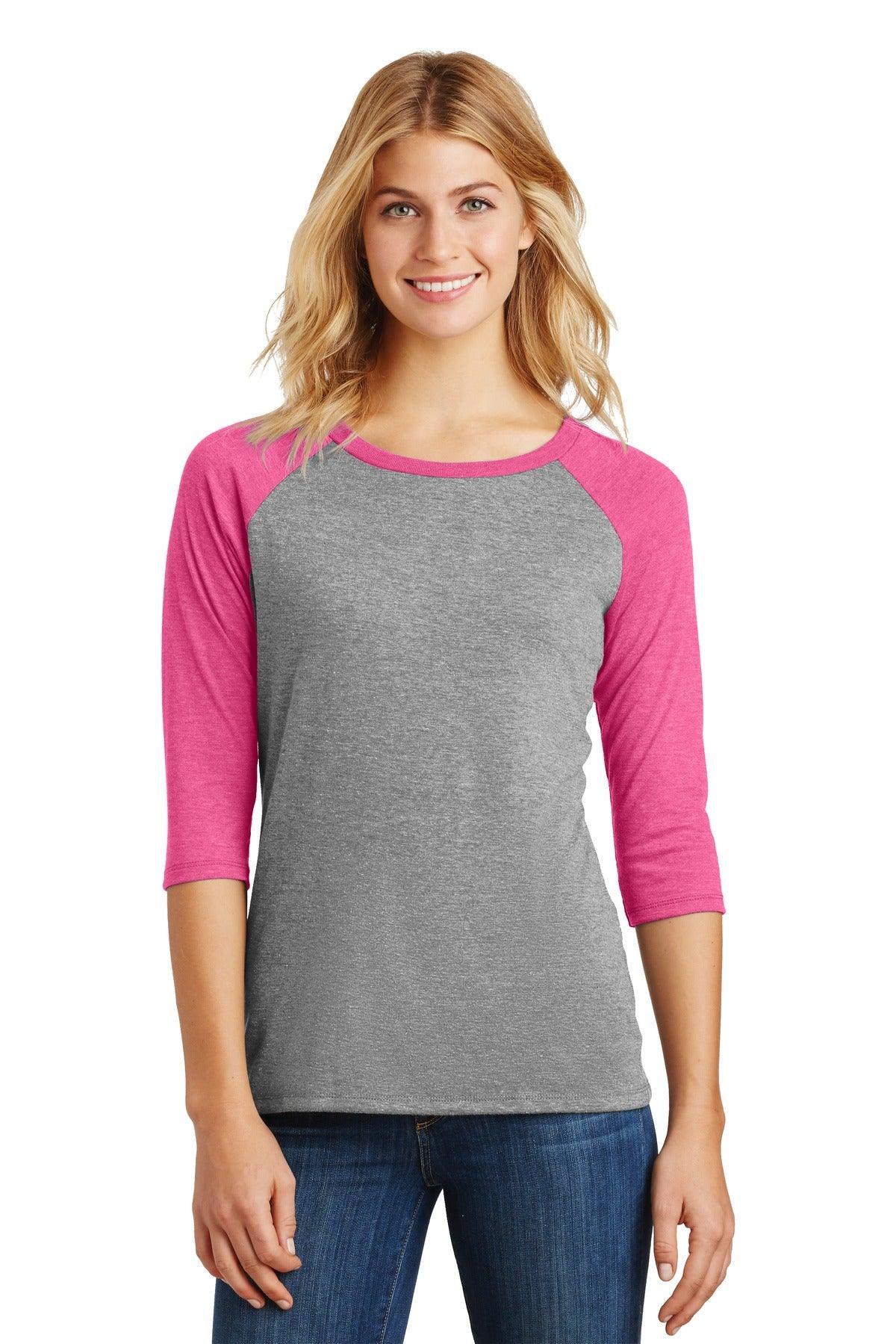 District Women's Perfect Tri 3/4-Sleeve Raglan. DM136L - Dresses Max